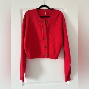 Free People Lila Cardi - Grenadine Red L